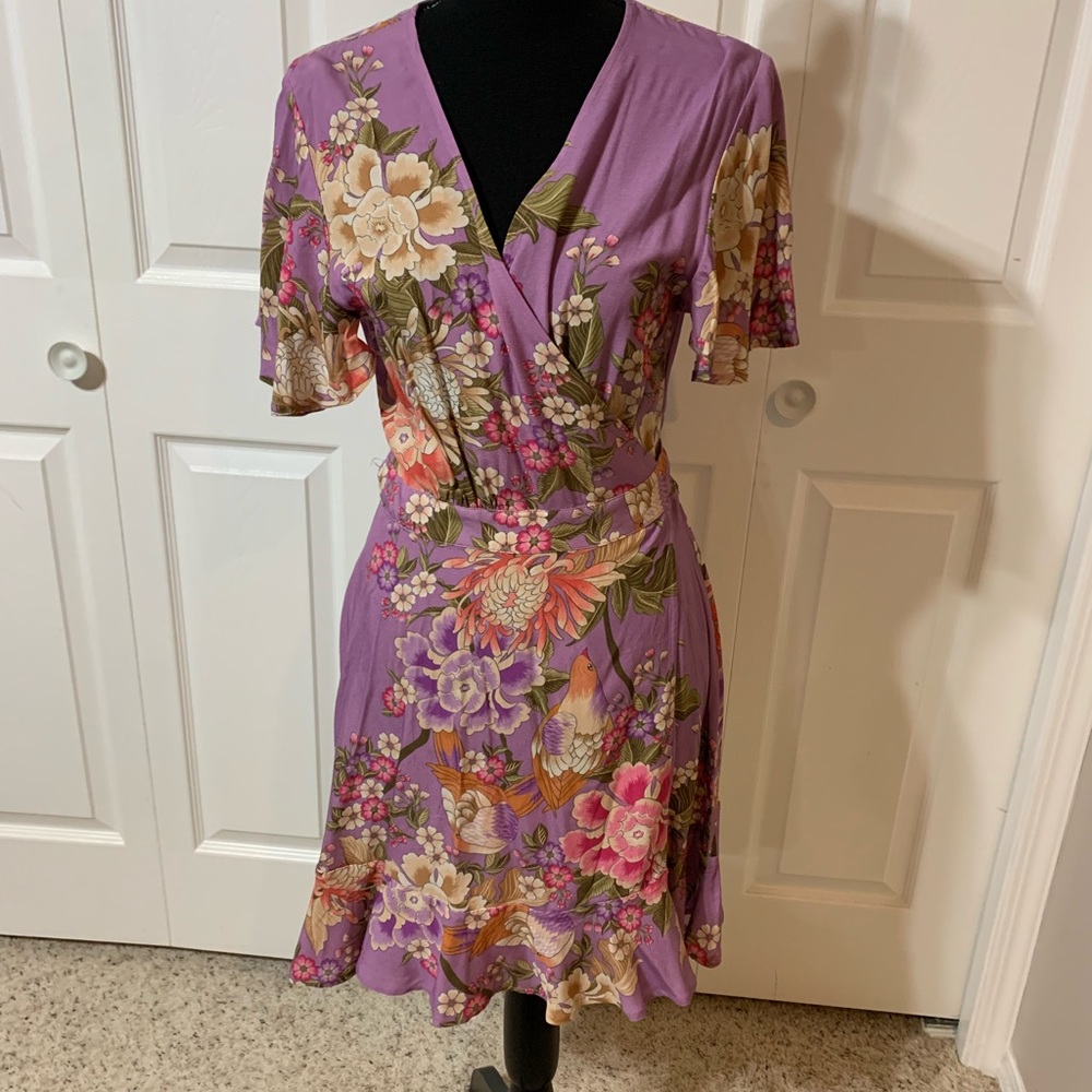 SPELL | blue skies mini wrap dress